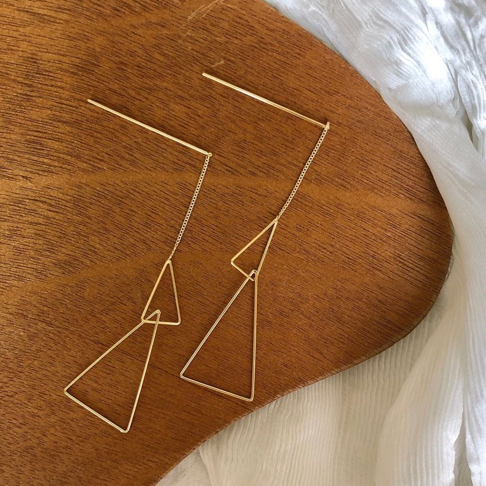 New Double Triangle 14K Gold Earrings